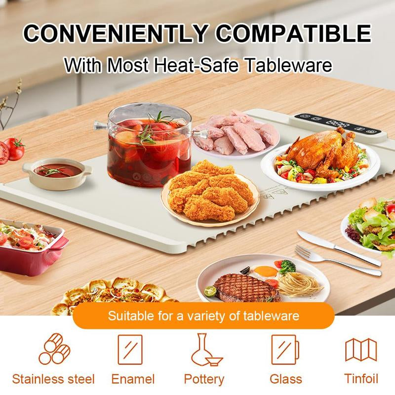 Silicone Electric Warming Tray (1 Count Portable Insulation Board, Insulation Tray)